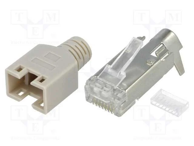 Ficha, Rj45, Pin: 8, Blindadas,Com o Anel Protetor, Dourado