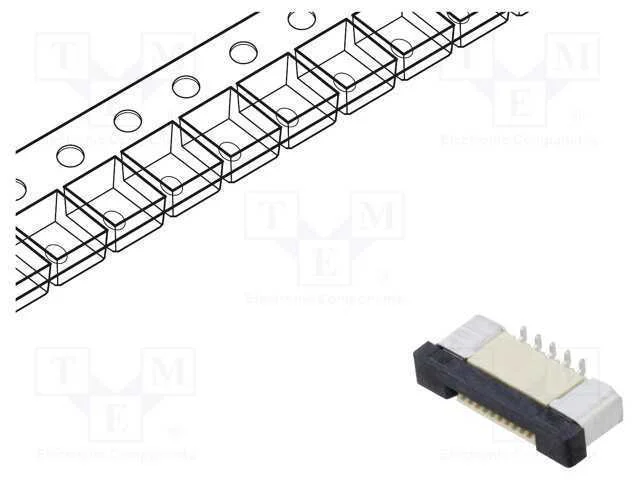 Conector: Ffc/Fpc, Verticais, Pin: 10, Zif, Smt, 500ma, Estanhado