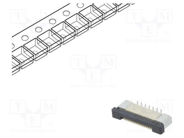 Conector: Ffc/Fpc, Verticais, Pin: 14, Zif, Smt, 500ma, Estanhado
