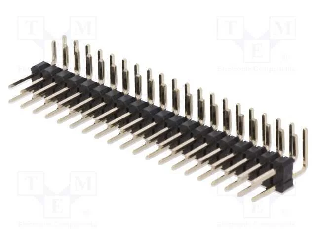 Barra de Pinos, Pinos, Macho, Pin: 40, Angulares 90, 2,54mm, Tht
