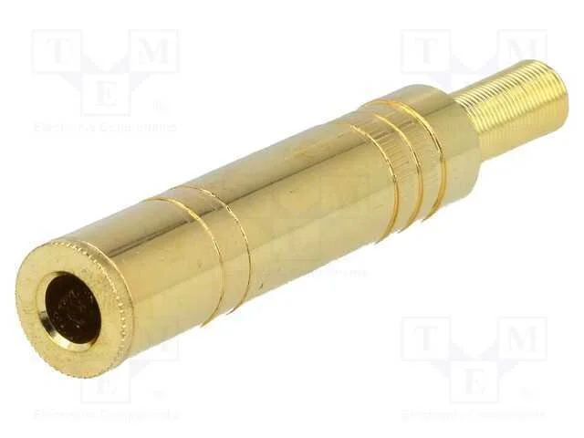 Ficha, Jack 6,3mm, F&ecirc;mea, Stereo,Com o Anel Protetor, Faixas: 3