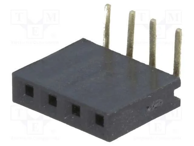 Tomada, Pinos, F&ecirc;mea, Pin: 4, Angulares 90, 2,54mm, Tht, 1x4, L3,2mm