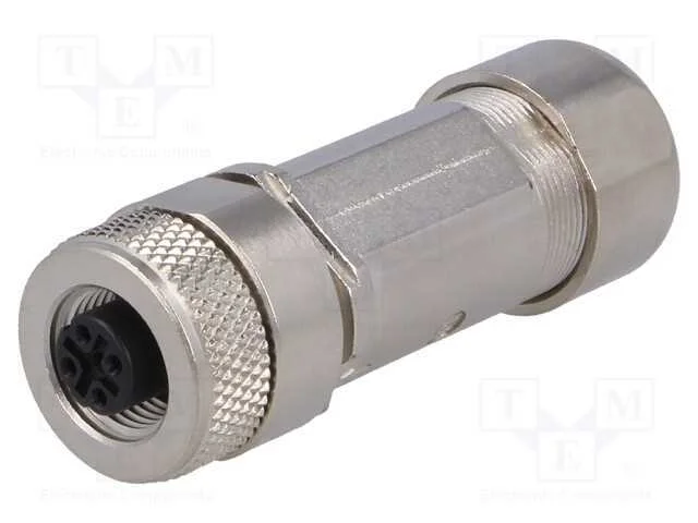 Ficha, M12, Pin: 4, F&ecirc;mea, C&oacute;digo D-Ethernet, com Cabo, Ip67