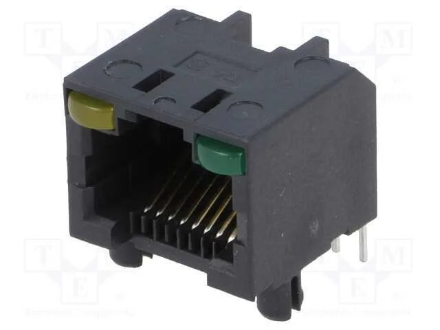 Tomada, Rj45, Pin: 8, Cat: 5, N&atilde;o Blindados,Com D&iacute;odo Led, Tht