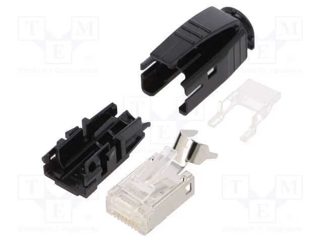 Ficha, Rj45, Pin: 8, Cat: 6a,Class Ea, Blindadas, Dourado, 5&divide;7,3mm