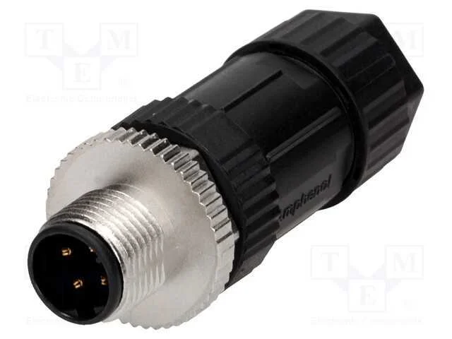Ficha, M12, PIN: 4, macho, c&oacute;digo D-Ethernet, com.