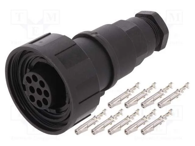 Conector: Redondos, Ficha, F&ecirc;mea, Pin: 9, Rosca Interna,Torcidos
