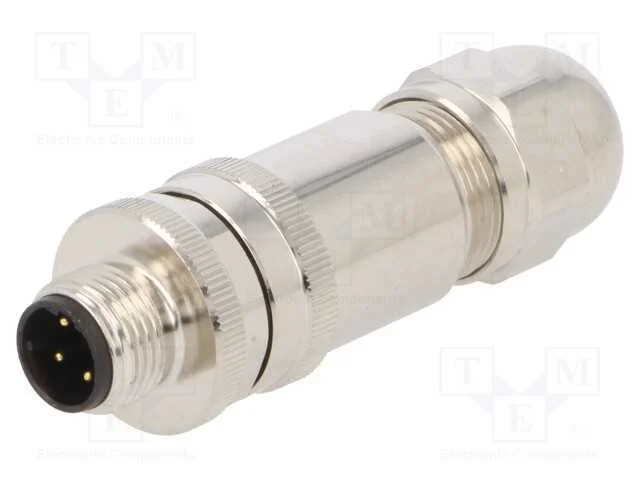 Ficha, M12, PIN: 4, macho, c&oacute;digo D-Ethernet, com.