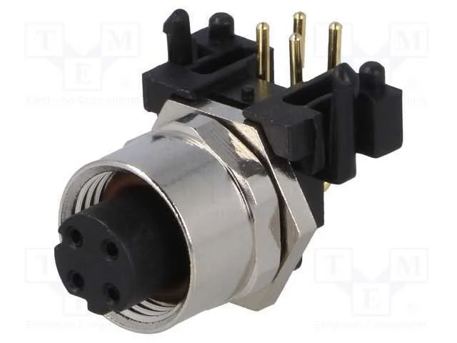 Tomada, M12, Pin: 4, F&ecirc;mea, C&oacute;digo D-Ethernet, Tht, Ip65,Ip67, 250v