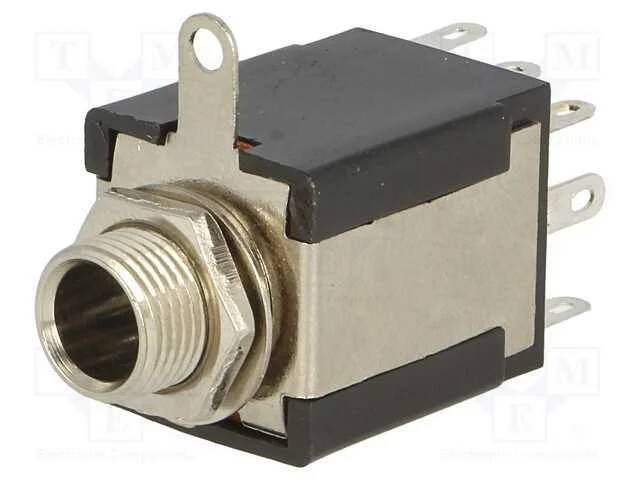 Tomada, Jack 6,3mm, stereo,contatos de conex&atilde;o, f.