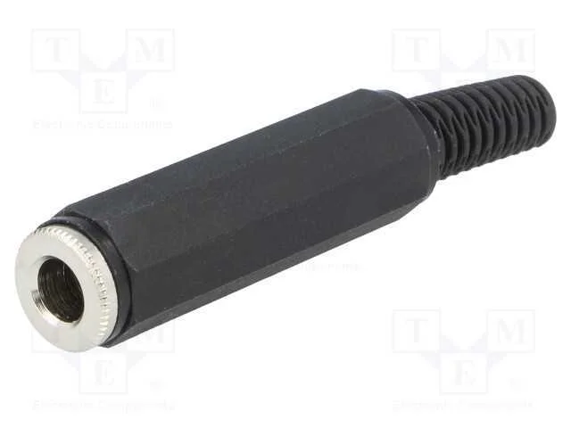 Ficha, Jack 6,3mm, f&ecirc;mea, stereo,com o anel prote.