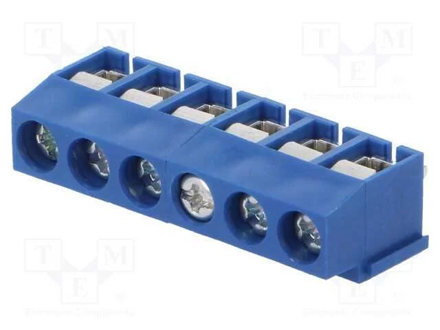 PCB bloco terminal, angulares 90, 5mm, faixas: 6,.