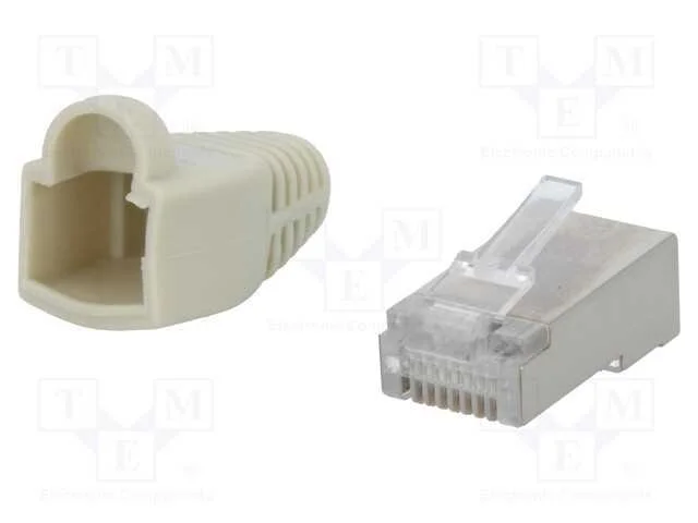 Ficha, Rj45, Pin: 8, Cat: 5e, Blindadas,Com Protetor, Dourado, Macho