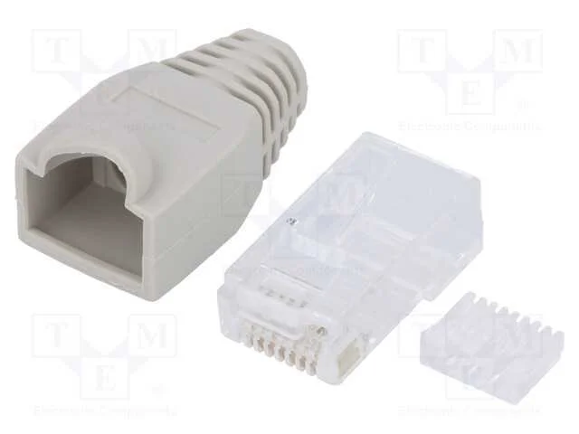 Ficha, Rj45, Pin: 8, Cat: 6, N&atilde;o Blindados,Com Protetor, Cinzenta