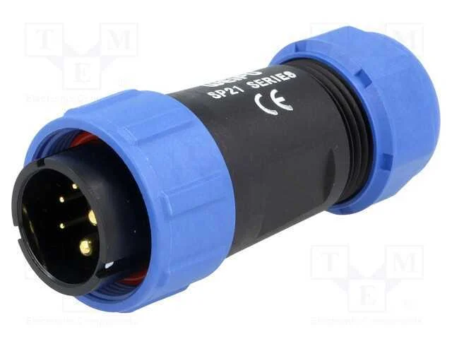 Ficha, SP21, macho, PIN: 5(2+3), IP68, 7&divide;12mm, 5A.