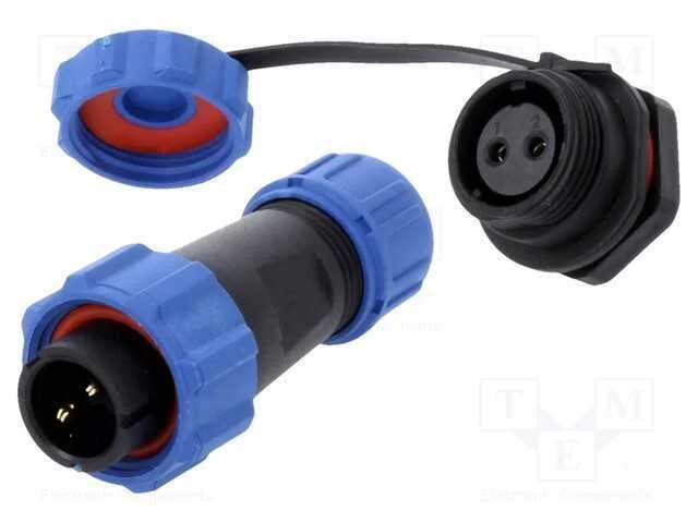 Conector: redondos, macho + f&ecirc;mea, PIN: 2, 5A, IP.