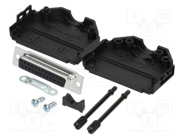 D-Sub, PIN: 25, ficha, f&ecirc;mea, simples, solda, com.