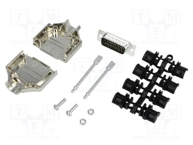 D-Sub, Pin: 15, Ficha, Macho, Simples, Solda, com Cabo