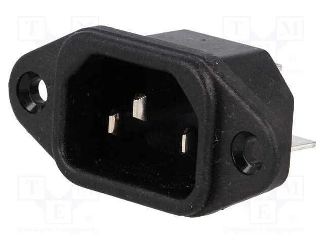 Conector: de alimenta&ccedil;&atilde;o, tomada, macho, 10A, 250.
