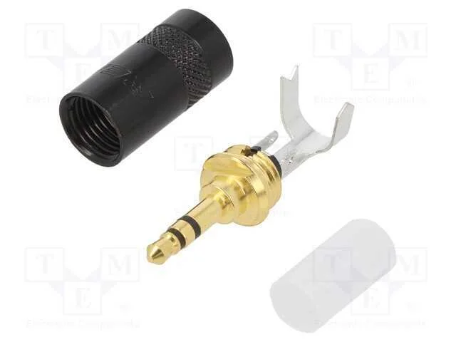 Ficha, Jack 3,5mm, macho, stereo, faixas: 3, simp.