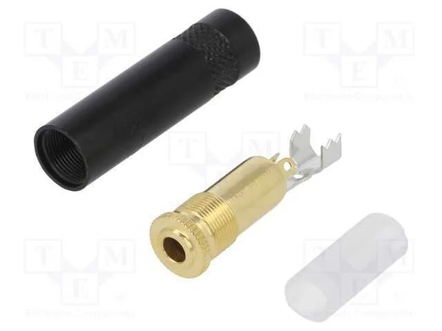 Ficha, Jack 3,5mm, F&ecirc;mea, Stereo, Faixas: 3, Simples, com Cabo, 4mm