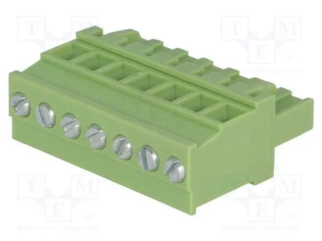 Bloco terminal separ&aacute;vel, 5mm, faixas: 7, angular.