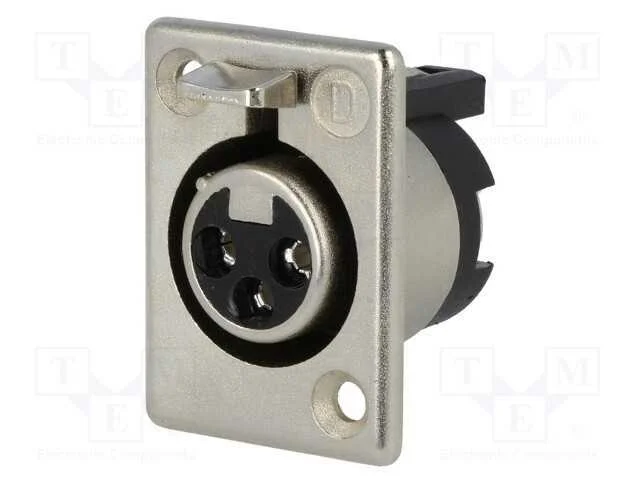 Tomada, Xlr, F&ecirc;mea, Pin: 3, Simples, Solda, Prateado, 50v, 15a, 14awg