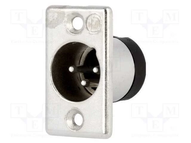 Tomada, Xlr, Macho, Pin: 3, Simples, Solda, Contatos: Lat&atilde;o, Prateado