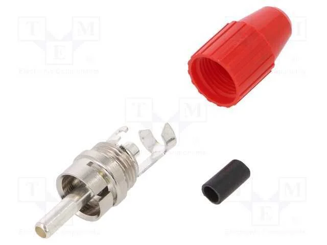 Ficha, Rca, Macho, Simples, Solda, Vermelha, Lat&atilde;o, Mat.Carc: Acetal