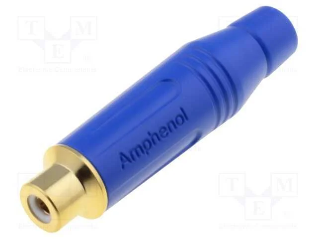 Ficha, RCA, f&ecirc;mea, simples, solda, azul, dourado,.