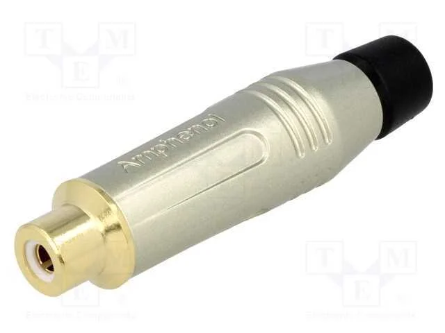 Ficha, Rca, F&ecirc;mea, Simples, Solda, Cinzenta, Dourado, com Cabo