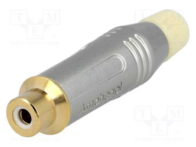 Ficha, Rca, F&ecirc;mea, Simples, Solda, Cinzenta, Dourado, com Cabo
