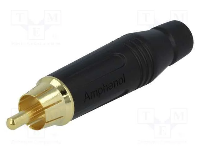 Ficha, Rca, Macho, Simples, Solda, Preta, Dourado, com Cabo, 3&divide;7mm