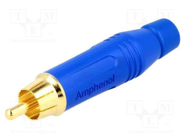 Ficha, Rca, Macho, Simples, Solda, Azul, Dourado, com Cabo, 3&divide;7mm