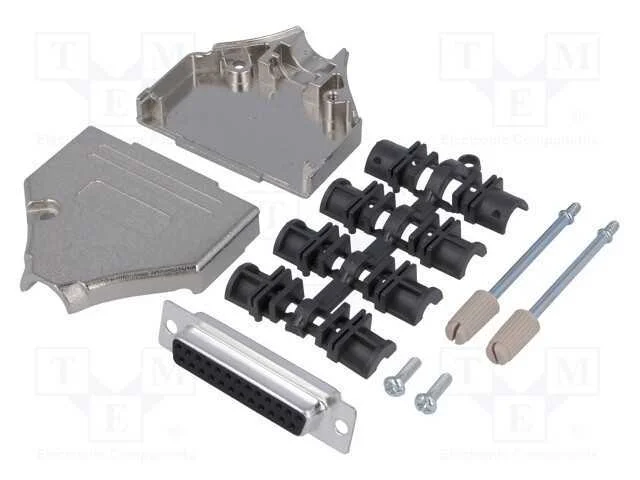 D-Sub, Pin: 25, Ficha, F&ecirc;mea, Simples, Solda, com Cabo