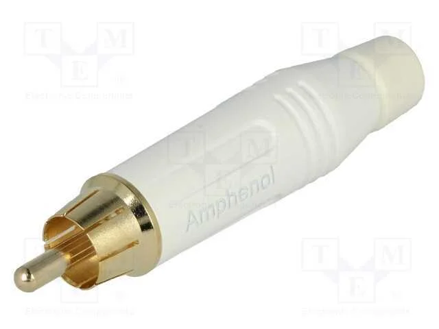 Ficha, Rca, Macho, Simples, Solda, Branca, Dourado, com Cabo, 3&divide;7mm