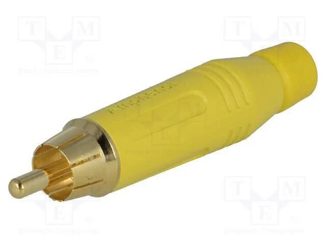 Ficha, Rca, Macho, Simples, Solda, Amarelo, Dourado, com Cabo, 3&divide;7mm