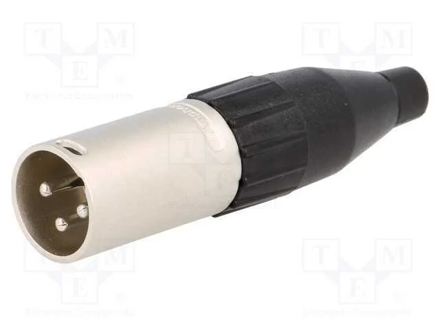 Ficha, Xlr, Macho, Pin: 3, Simples, com Cabo, Solda, Contatos: Lat&atilde;o