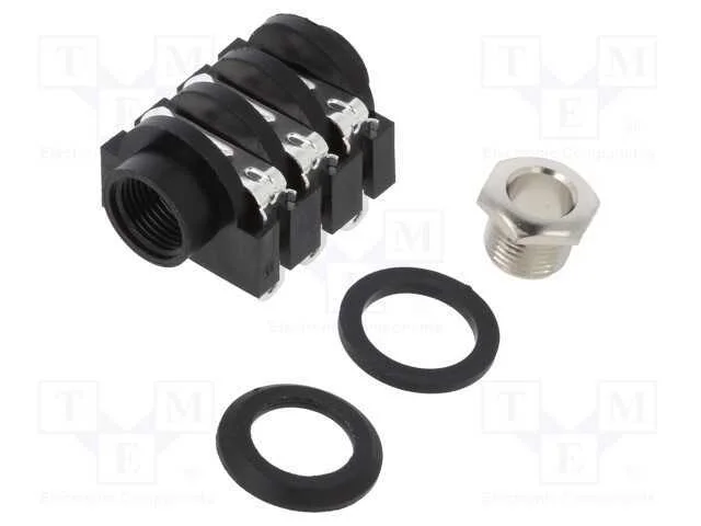 Tomada, Jack 6,3mm, f&ecirc;mea, stereo,com interruptor.