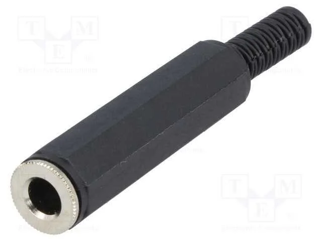 Ficha, Jack 6,3mm, f&ecirc;mea, stereo,com o anel prote.
