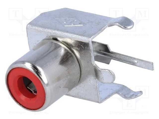 Tomada, Rca, F&ecirc;mea, Mini, Angulares 90, Tht, Designador: Vermelho