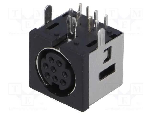Tomada, DIN mini, f&ecirc;mea, PIN: 8, THT, angulares 90