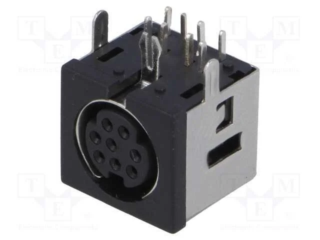 Tomada, DIN mini, f&ecirc;mea, PIN: 8, THT, angulares 90