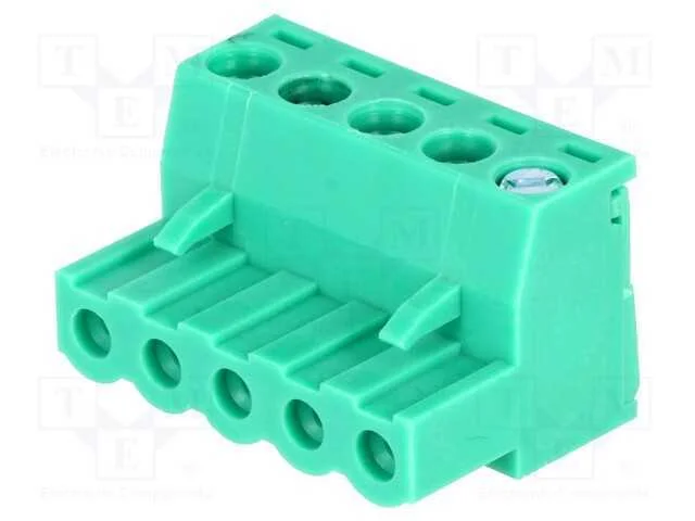 Bloco terminal separ&aacute;vel, 5mm, faixas: 5, simples.
