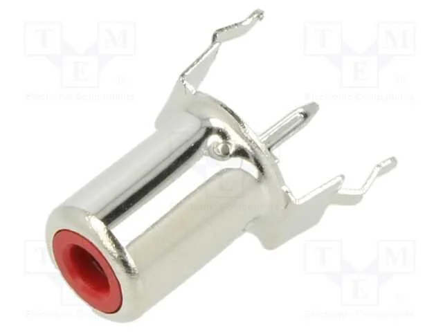 Tomada, Rca, F&ecirc;mea, Simples, Tht, Niquelado, Designador: Vermelho