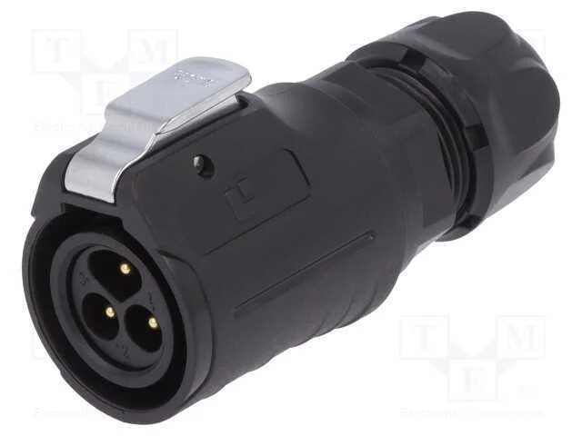Conector: Redondos, Ficha, Tamanho 16, 02, Macho, Pin: 3, com Trinco