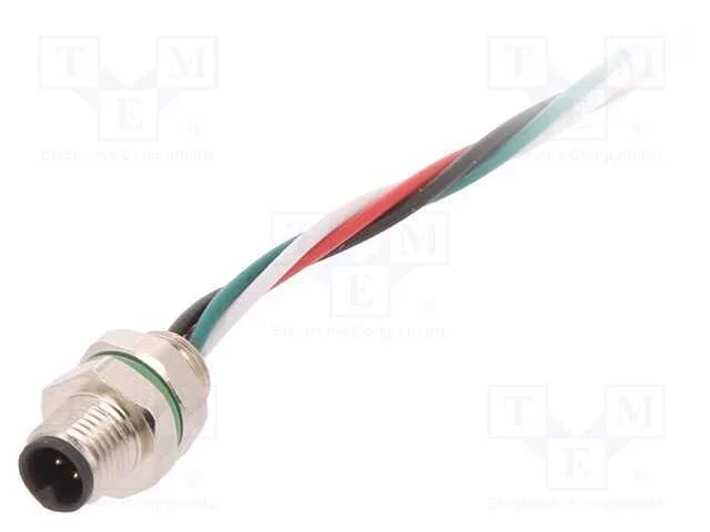 Conector: M5, Tomada, Macho, Fios, para Painel,Porca de Tr&aacute;s, Ip67