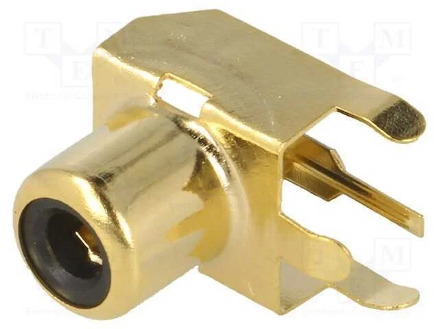 Tomada, Rca, F&ecirc;mea, Angulares 90, Tht, Lat&atilde;o, Dourado, para Pcb