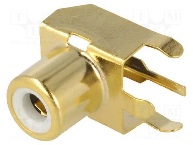 Tomada, Rca, F&ecirc;mea, Angulares 90, Tht, Lat&atilde;o, Dourado, para Pcb