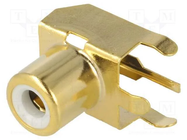 Tomada, Rca, F&ecirc;mea, Angulares 90, Tht, Lat&atilde;o, Dourado, para Pcb